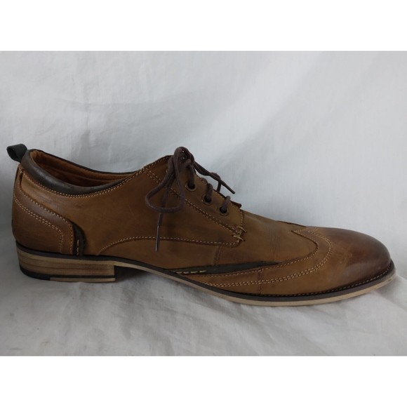Steve Madden Jahonis Brown Distressed Leather Wingtip Derby Oxford Men Size 12 B - Picture 5 of 9